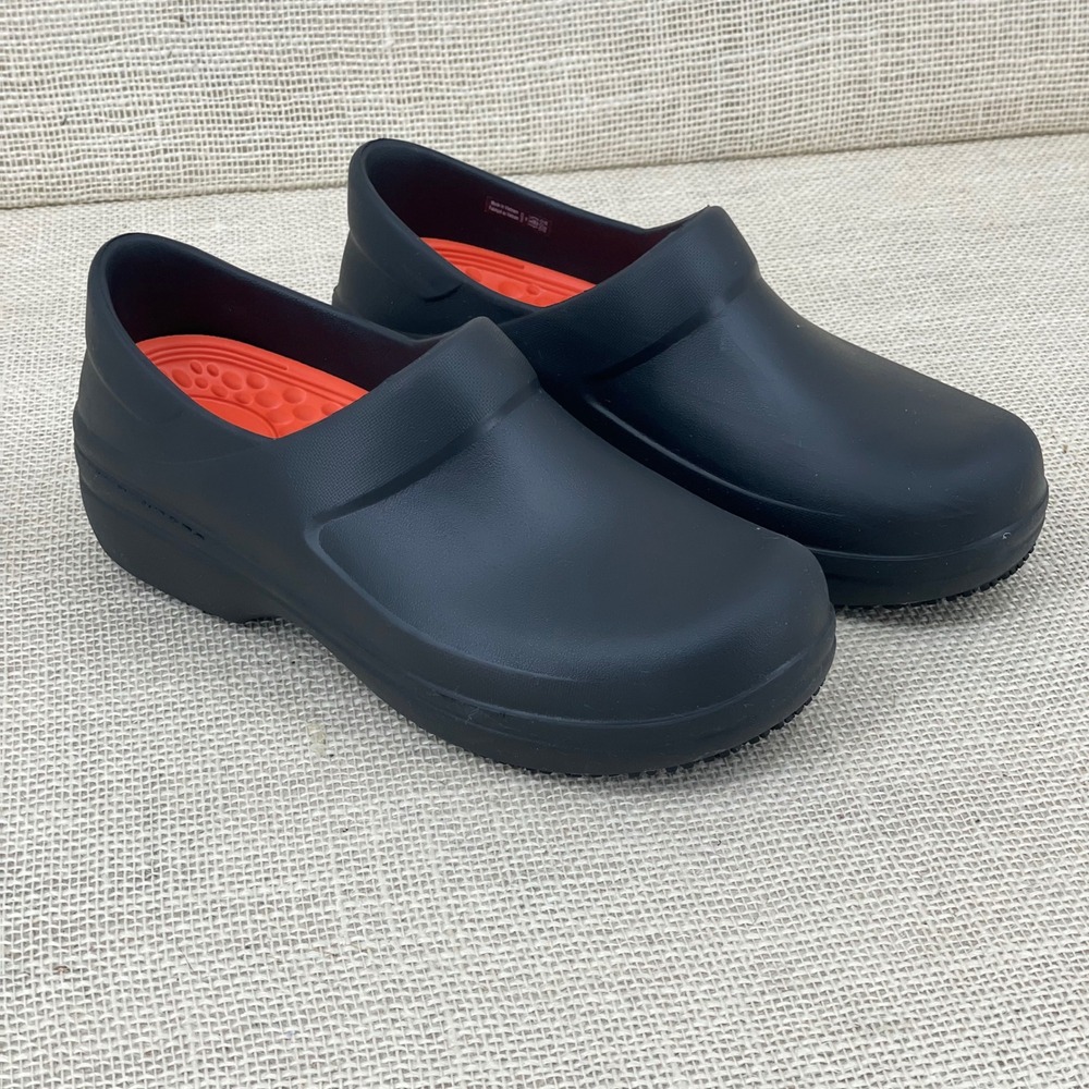 Crocs LiteRide Work Clogs Mens 7 Womens 9 Black Orange Slip Resistant 207231